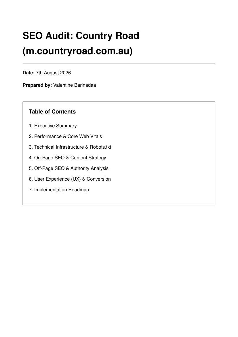 Audit — cover & contents